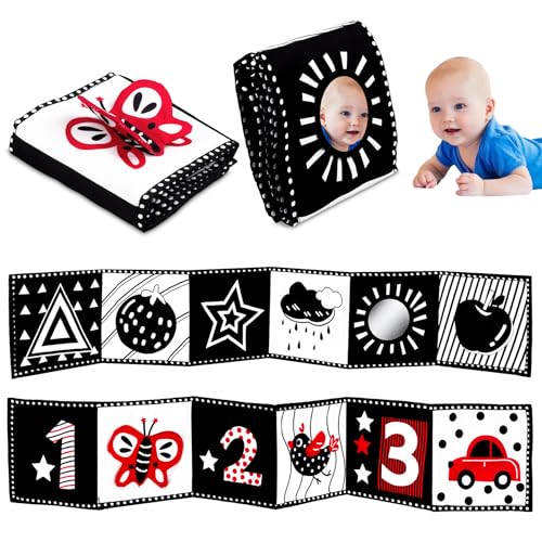 Image of JatlnnPola Black and White High Contrast Baby Toys - Newborn Toys 0 3 Months Brain Development - Soft Crinkle Books Tummy Time Toys - Infant Montessori Sensory Toys 0 6 12 Months Baby Boy Girl Gifts