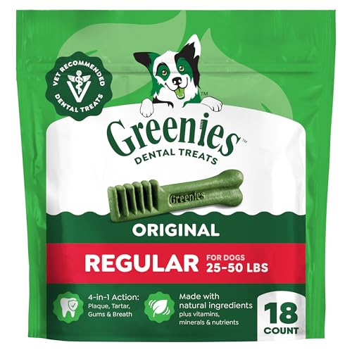 Image of Greenies Regular Dental Dog Treats, Original Chicken Flavor, 18 Count