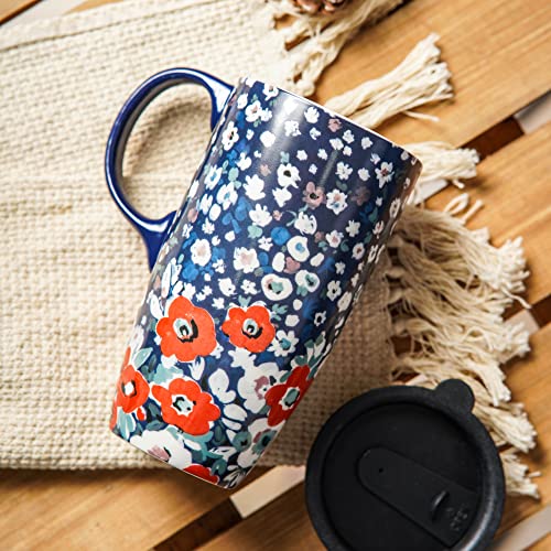 Topadorn Ceramic Travel Mug with Lid Coffee Mug with Gift Box Latte Mug Coffee Cup, 17oz Large Capacity Mug Home Office Gift - Image 2