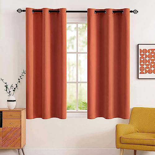MIULEE 63" Long Room Darkening Curtains Thermal Insulated Rust Terracotta Drapes Window Treatment Set Grommet Top Light Blocking Blackout Curtain for Fall Living Room/Bedroom 2 Panels Burnt Orange