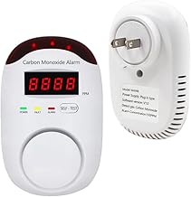 Alarma de monóxido de carbono tipo enchufable, monitor detector de CO con pantalla digital LED y alerta de voz para el hogar y la cocina, 1 paquete