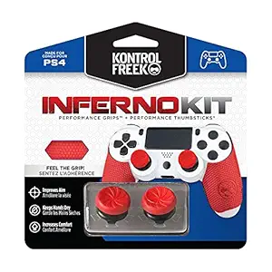 KontrolFreek Fps Freek?Inferno Performance Kit?For Playstation 4 Controller (PS4) | Includes?Performance?Thumbsticks?And Performance Grips?| Red