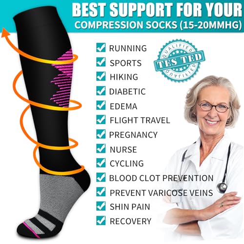 Image of Copper Compression Socks for Women & Men (6 pairs) - Best Support for Nurses, Running, Hiking, Recovery
