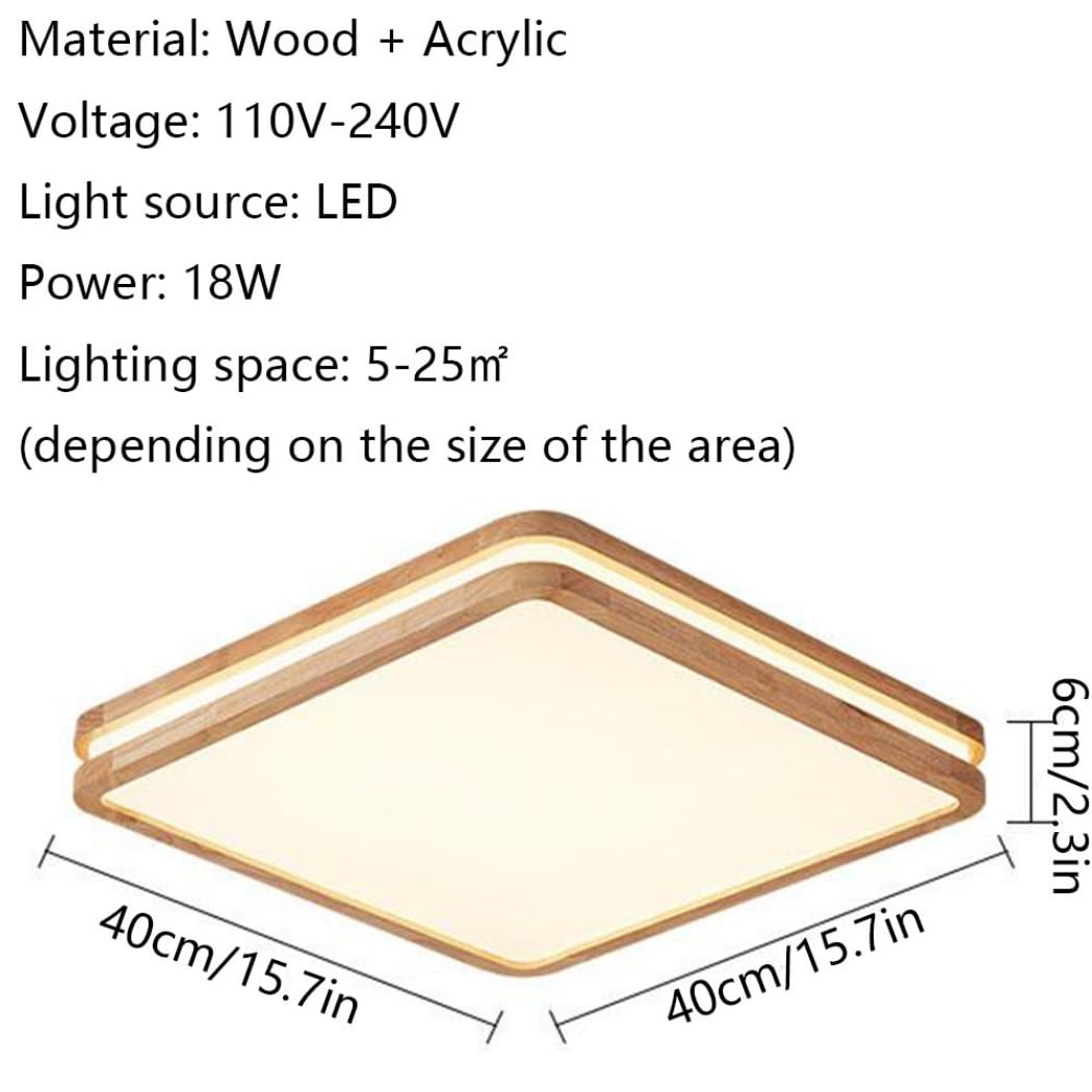 Trójkolorowa Lampa Sufitowa Z Funkcją Ściemniania Drewniane Kwadratowe Lampy Sufitowe LED Do Wnętrz Cienka Płaska Nowoczesna Oprawa Oświetleniowa Do Montażu Podtynkowego z Akrylowym Kloszem KNBVFHG