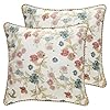 Patdrea designer pack of 2 square throw pillow coversfarmhouse pink and yellow linen with floral pattern pillows coverdecorative pillowcases cushion for bed living room outdoor car18x18  urban country home decor