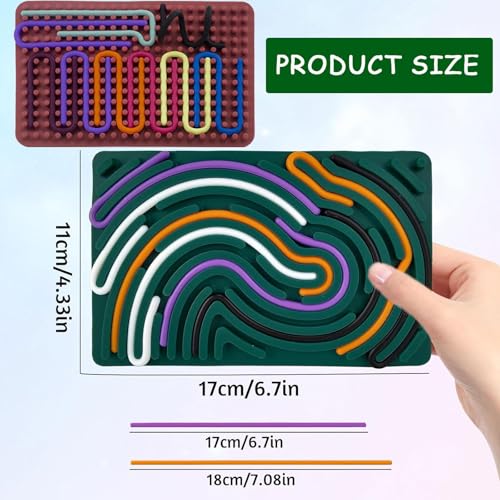 2Pcs Silicone Sensorik Activity Board Sensory Fidget Spiel Toys Doppelseitiges Sensorisches Spielzeug Aktivitätsbrett mit 22 Silikonstäbchen für Kinder zur ADHD Angstzuständen Autismus (Grün & Rot)