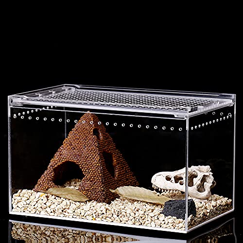 Naneezoo Magnetic Acrylic Enclosure, 10X6X6 Inch Tall Long Case Reptile Habitat Terrarium Cage For Terrestrial Arboreal Tarantula Scorpion Sling Isopods Lizards Invertebrates Insect Mantis thumb #1