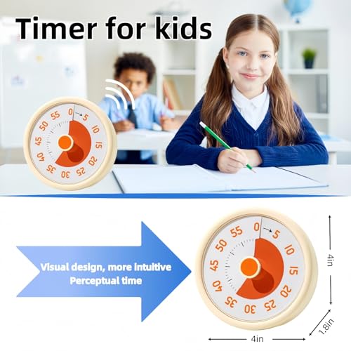 Visual Timer for Kids, 60-Minute Countdown Timer for Classroom Office Kitchen, Pomodoro Timer, Kitchen timers for Cooking, Time Management with Silent (Yellow) - Image 2