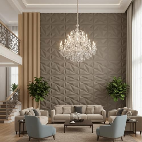 Image of Kayra Decor 3D PVC Wall Panel Alps Design, Mega Graige Color 19.7 inch x 19.7 inch (Pack of 18) - Covers 48.51 Sq. Ft.