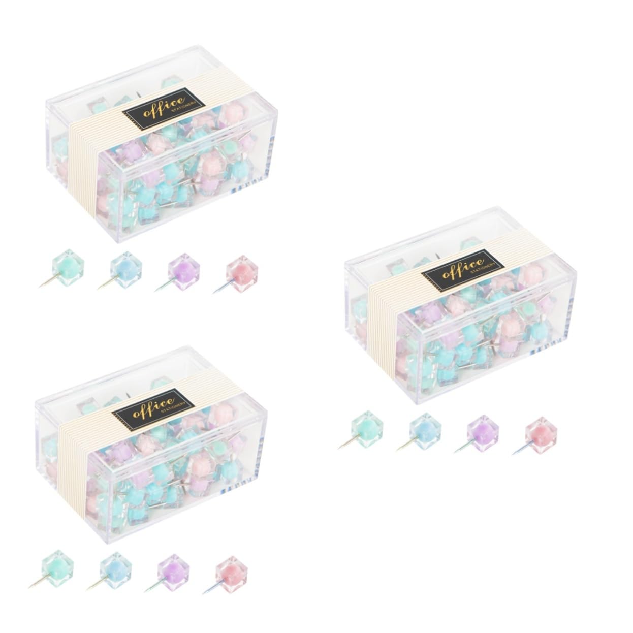 HOMSFOU 3 Series Chinchetas Coloridas para Oficina De Dibujo para Decoración De Pared Y Tablero De Anuncios Accesorios 80 Piezas*3