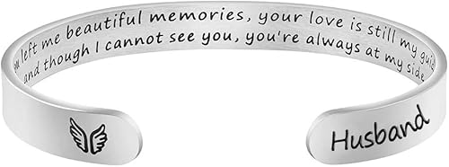 JoycuFF Regalos conmemorativos por la pérdida de mamá papá en memoria de joyas, pulsera de condolencia, brazalete de duelo, mensaje secreto grabado,