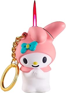 Hello Kitty Lighter, Pink, Cute, Cartoon, Keychain Lighter, Gas Lighter, refillable Gas Lighter, Kitty cat, Inflatable, Lady Lighter, Flashlight, Butane refillable, Gas Lighter (Color : Pink)