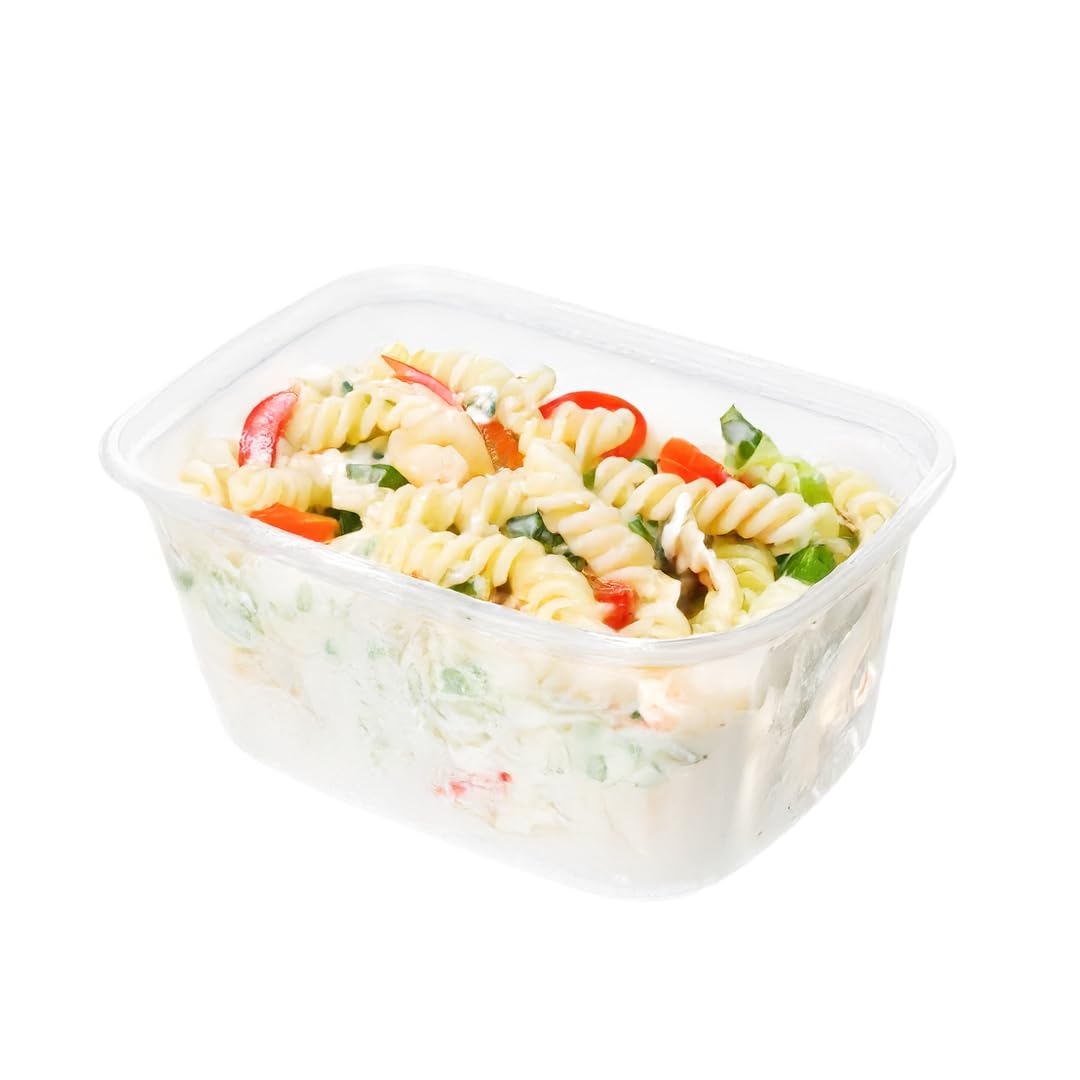 Enpack 250 Stück Feinkostbecher mit Deckel 250 ml - Transparente, eckige Einwegschalen (PP) 11,4x8,69x5,1 cm - Frischhaltedosen, Salatbox, Snackbox, Dipschalen & Einwegbecher - luftdichte Vorratsdosen