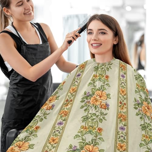 Capa de Barbería para Hombres con Diseño Floral y Rayas miniatura 7