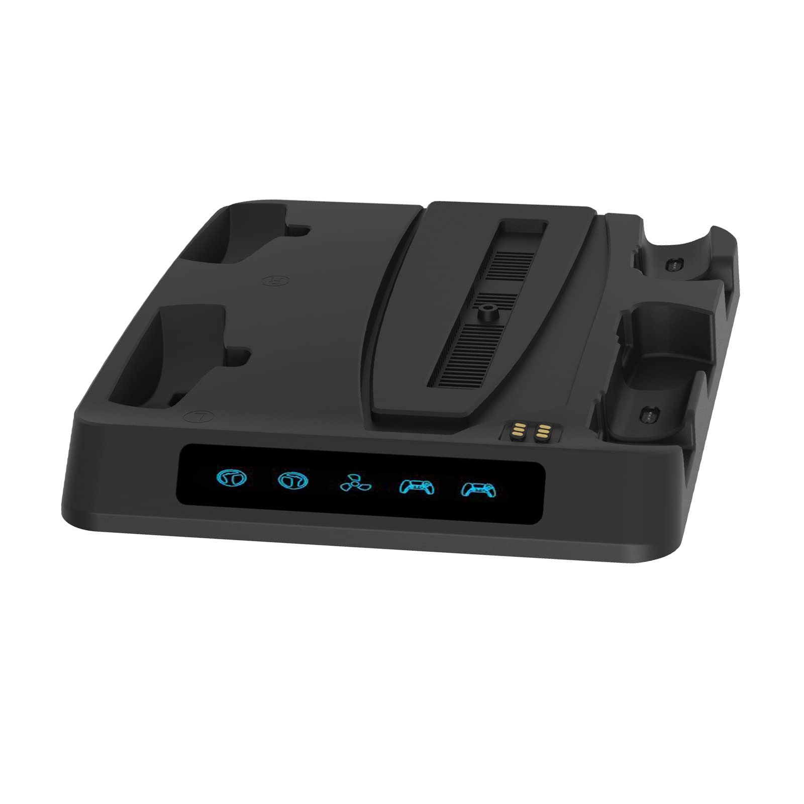 Consola Vertical de refrigeración y Soporte de Carga de mandos para PS5/PSVR2, Soporte y estación de refrigeración con 2 Ganchos para Colgar los Auriculares.