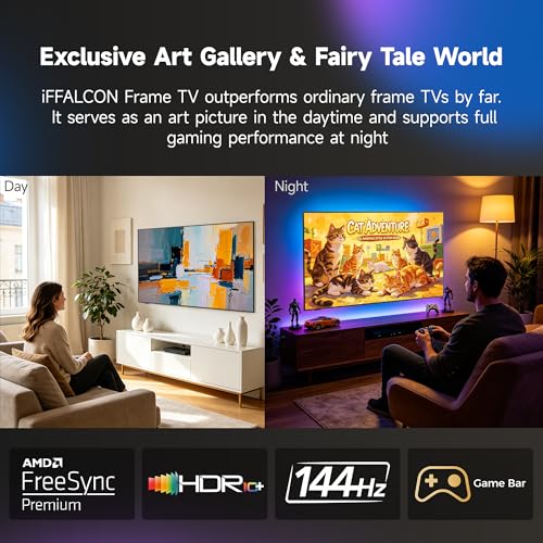Image of iFFALCON 55-Inch Class QLED 4K F75 Smart TV, Ultra-Slim 1.1'' Floating Picture Frame TV, Seamless Wall-Mount Installation | Dolby Vision IQ, 144Hz, Google TV, Alexa | Works w /Legacy Devices