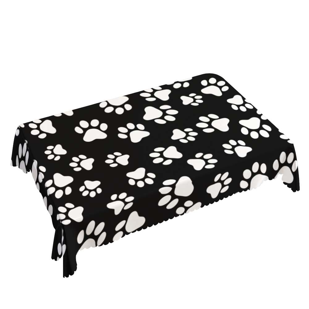 Walmsco Tablecloth Black White dog Paw Decor For Dining Room Kitchen Rectangular Table Cover 132 * 178cm, A035 - Image 2