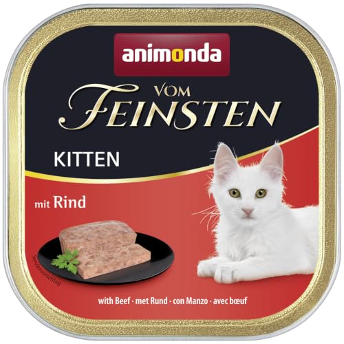 animonda Vom Feinsten Kitten mit Rind (32 x 100 g), Kitten Nassfutter für junge Katzen, Katzenfutter ohne Getreide und Zucker, mit 100 % frischen, fleischlichen Zutaten