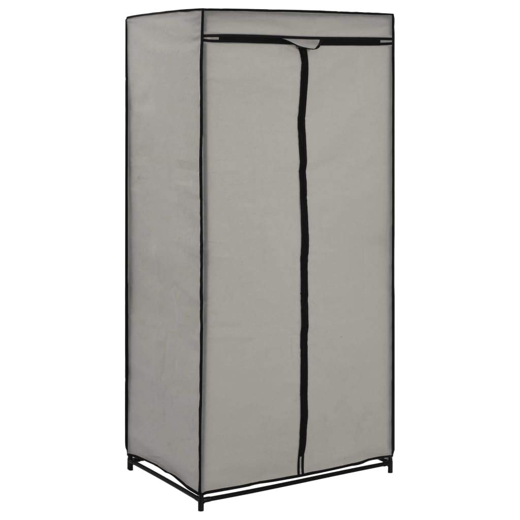 Kleiderschrank 2 Stück, grau, 75 x 50 x 160 cm, Kleiderschrank aus Stoff, zusammenklappbar mit Hängestange, Kleiderbügel, Regal für Taschen, Spielzeug, Schuhe, Wohnzimmer, Schlafzimmer