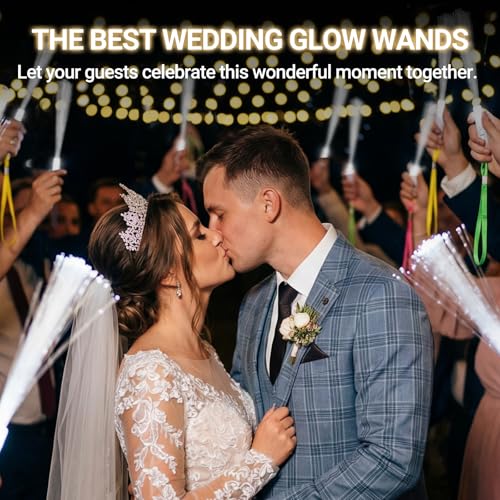 Image of 144‑Pack LED White Fiber Optic Glow Wands with 3 Flashing Light Modes
