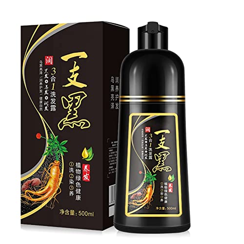 500ml Natural 10 Mins Hair Darkening Shampoo,Instant Hair Colouring Shampoo,3 in 1 Black Hair Shampoo,Instant Black Hair Dye Shampoo,Control Frizz Restore Shiny Hair Color Dye,for Men Women