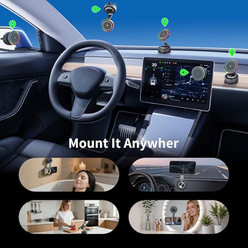Image of Car Phone Holder,Cell Phone Automobile Chargers (15W Wireless),Magsafe Suction Cup Phone Mount,Universal 360 Dashboard Holder for Winshield & Center Console,Foldable Car Gadgets for iPhone & Android