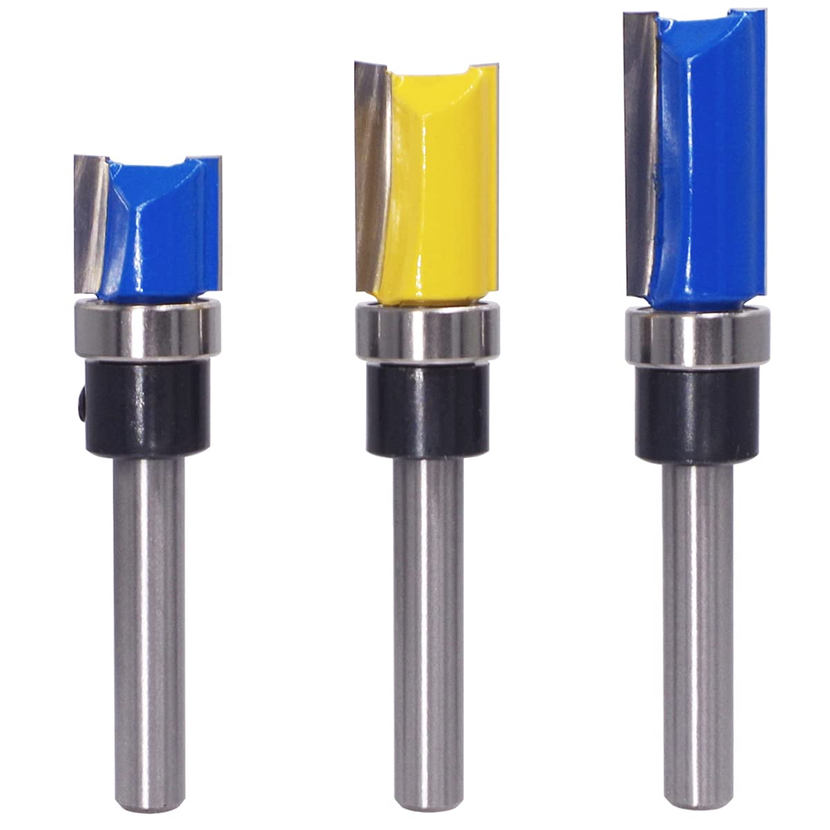 Wolfride 3PCS Pattern Flush Trim Router Bits 1/4 Inch Shank Template