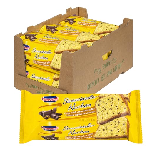 KuchenMeister Stracciatella Kuchen 400 g im 6er Pack - Saftiger Stracciatella Kuchen mit feinen Schokosplittern, leicht und locker im Geschmack (6 x 400 g)