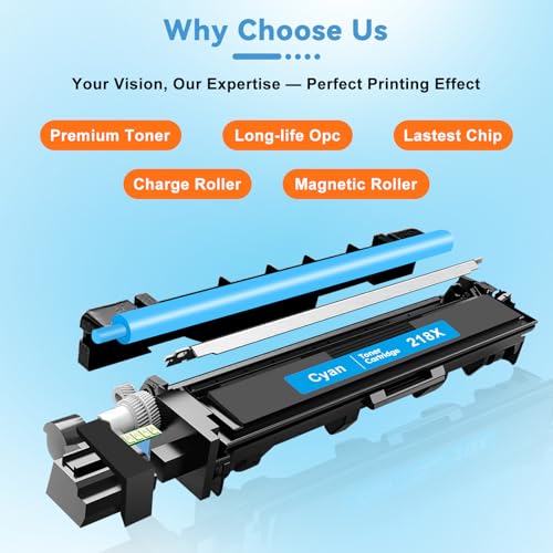 218X Toner Compatible for HP 218X Toner Cartridges 4 Pack, High-Yield 218X W2180X 3301fdw Ink (with Chip) Work for HP Color Laser Jet Pro MFP 3301fdw 3301cdw 3301sdw 3201dw (Black/Cyan/Yellow/Magenta) by VEQWC - Image 5