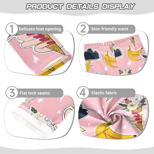 ALAZA Girls' Leggings Children's Yoga Pants Skinny Printed Dance Flower Banana Funny Comfortable 4T2