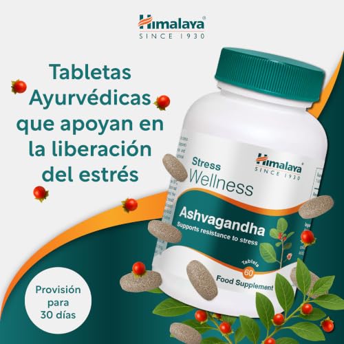 Miniatura 2 de Himalaya Stress Wellness Extracto de Raíz de Ashwagandha 500mg, 60 Tabletas (30 Días) – Complemento Alimenticio Adaptógeno para Estrés, Energía y Relajación – Fórmula Herbal Ayurvédica Vegana
