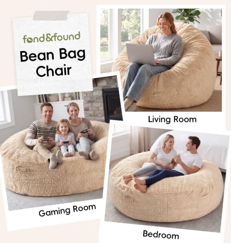 Image of Oversized Bean Bag Chair 6FT Adult Bean Bag with Washable Cover, Khaki