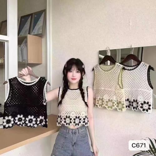 Image of ICW Women Embroidery Sleeveless Knit Boho Crochet Vest Crop Cami Tank Top 153