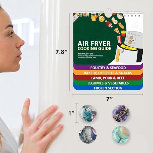 Tansbud COOKBOOK With 4Pcs Refrigerator Magnets, Cheat Sheet Set, Cooking Time Charts And Recipe Booklet Cookbook, Air Fryer Accessories thumb #4