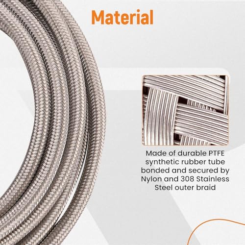 Image of maXpeedingrods 6AN Fuel Line Kit E85, Stainless Steel PTFE Fuel Hoses + 10 PCS 6AN Hose End Adaptor Kit 20FT -Red