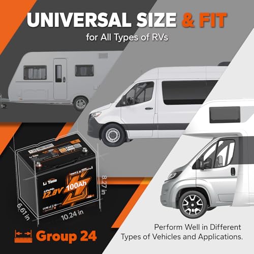Image of Litime 12V 100Ah Group 24 Self-Heating LiFePO4 Battery for RV Marine-3Pack