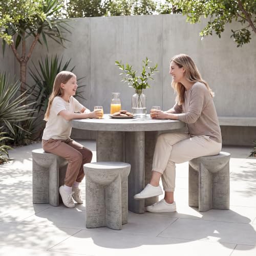 Image of COSIEST Outdoor Patio Side Table, Lightweight MgO Concrete Accent Table