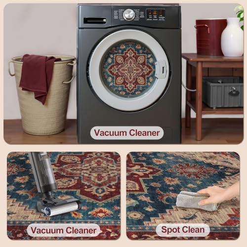 Image of Tangsoo 2.6x10 Washable Runner Rug for Hallways, Non Slip Runner Rug Red