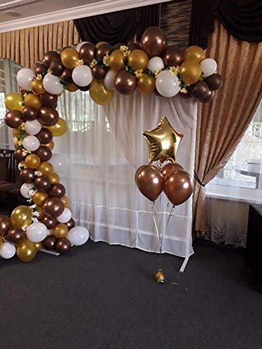 TRISHRA Party Products HD Metallic Finish Balloons for Birthday / Anniversary Party Decoration Pack of 25 Brown, Gold, White