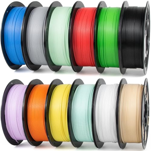 Image of iSANMATE Rapid PLA Filament 1.75mm 12KG, 3D Printer Filament Bundle, Dimensional Accuracy ±0.02mm, Black, White, Red, Green, Skin, Gray, Yellow, SkyBlue, Blue,Grassgreen, Orange, Lightpurple