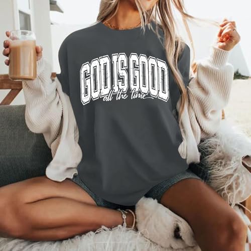 Image of Christian T Shirts for Women God is Good Shirt Oversized Jesus Religious Faith Inspirational Tshirts Bible Verse Tops