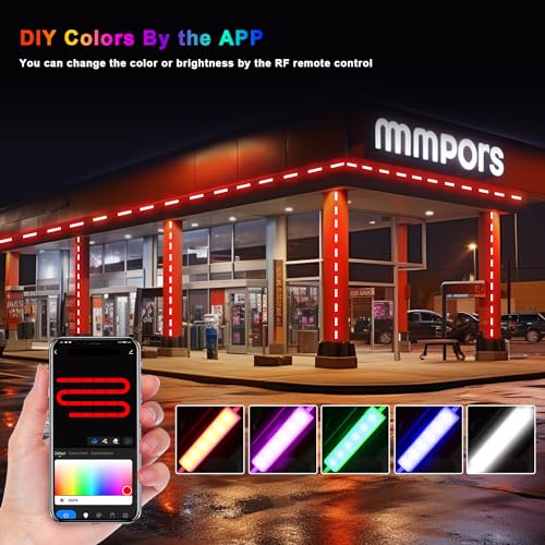 Image of 40FT LED Storefront Lights for Business - DIY 16M Color Outdoor Lights with Remote & App Control, 44 Modes Changing and Timer LED Strip Lights for Restaurants, Bars, Windows,House,Holiday, Daily
