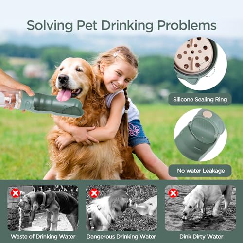 AiQInu 520ML Hunde Trinkflasche, 180° Faltbare Hund Katze Haustiere Auslaufsicher Wasserflasche, Tragbare Hundewasserflasche für Kleine Pet zum Wandern Reisen