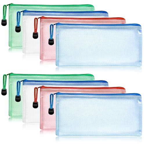 A6 Plastic Wallets File Folder 8Pcs Zip Lock Bags Small Document Wallets File Zipper Bags for Office School Stationery Receipt Bills