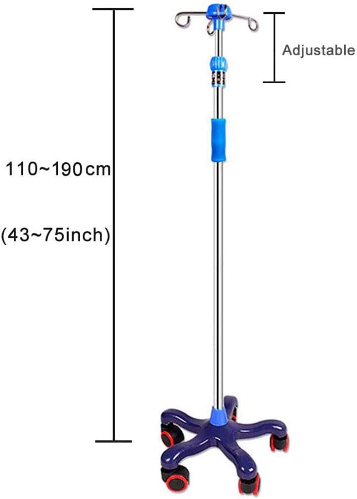 IV Poles Stand Medical Infusion Stand with Caster 43~75 Inch Adjustable Height Display Stand Rack - for Hospital, Private Clinic and Home (3 Leg/5 Leg) : Industrial & Scientific
