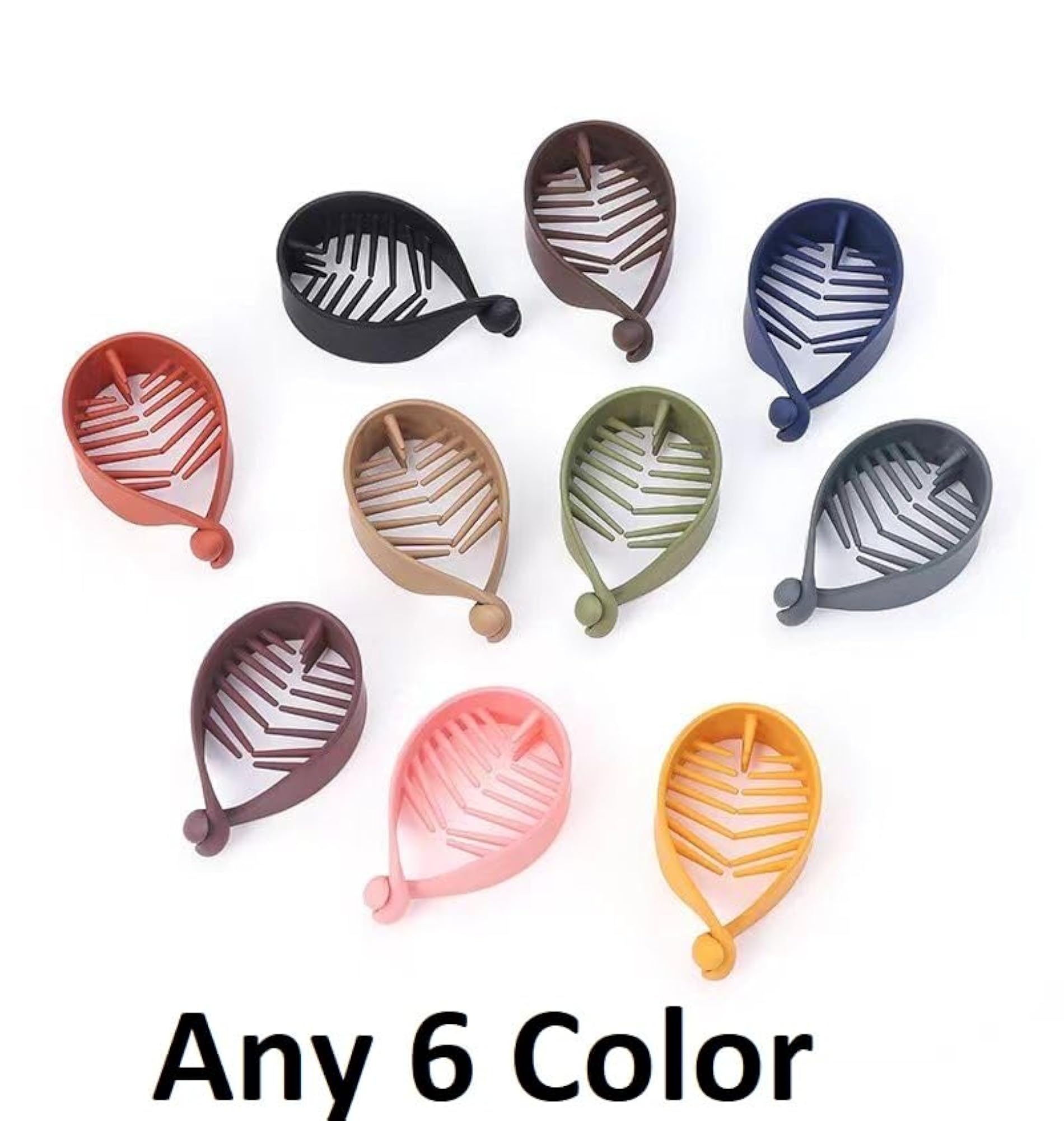 6pc Fishtail Banana Style Clips for Women & Girls, Colorful