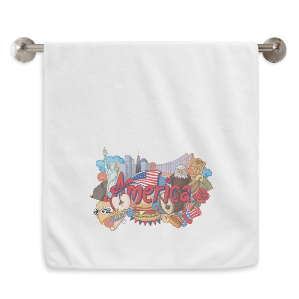 Débarbouillettes et serviettes moelleuses à motif aigle américain blanc 13x29 pouces