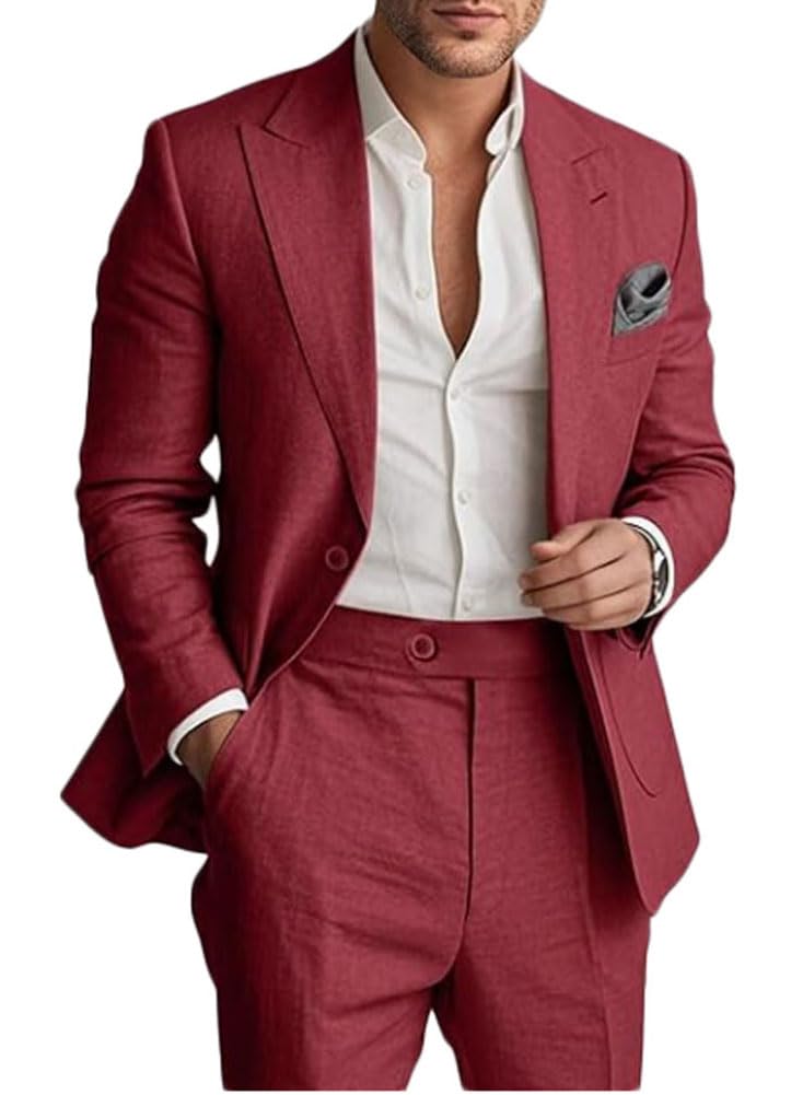 Abito da uomo in lino per matrimoni estivi con risvolto Groosmen Smoking Business Suit