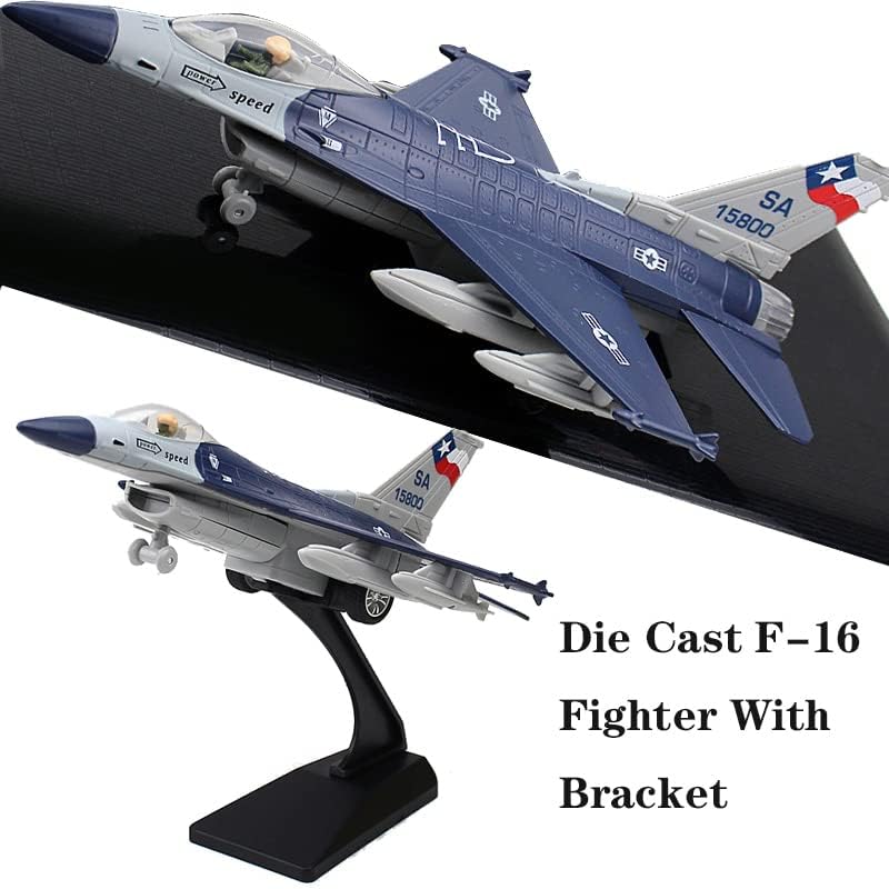 Miniatura 6 de Ailejia Diecast F 16 Fighting Falcon modelo de avión avión Ejército Fuerza Aérea Juguetes Militar Avión Tire hacia atrás con luces y sonidos (F 16