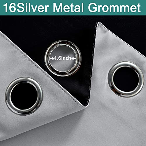 Image of Yakamok Light Grey Blackout Patio Door Curtain Panels W100 x L108, 1 Panel | Noise Reducing Barrier Panel for Sliding Glass Door, 2 Thick Layers Heat Full Light Blocking Patio Door Drapery